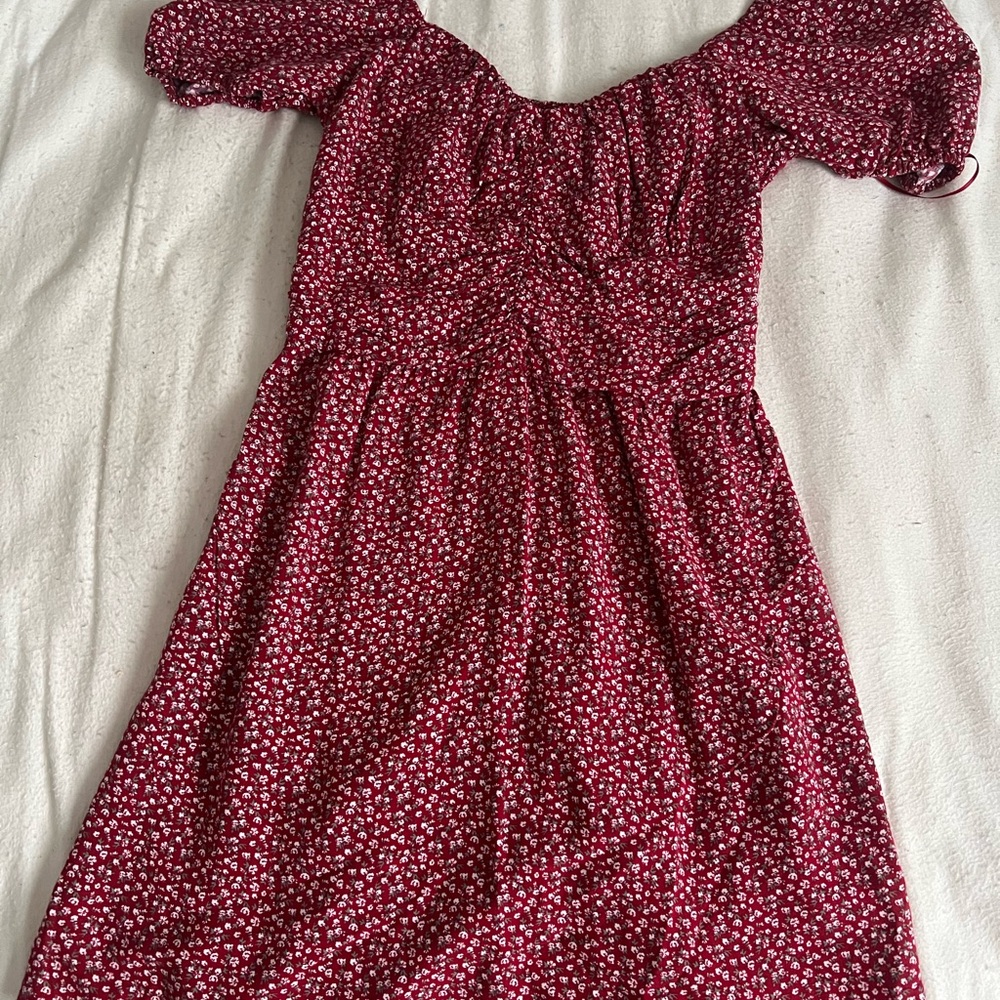 2 Hollister Dresses, One Red, another White both a floral pattern